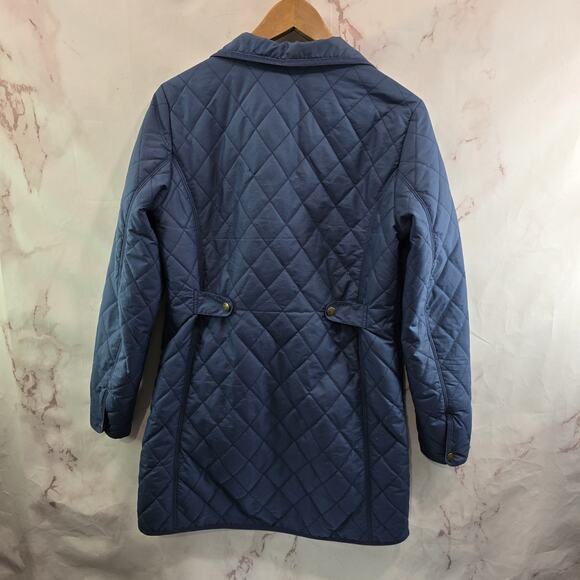 Eddie Bauer Puffer Jacket Womens Small Synthetic Parka Coat Long Blue Snap - Picture 5 of 13